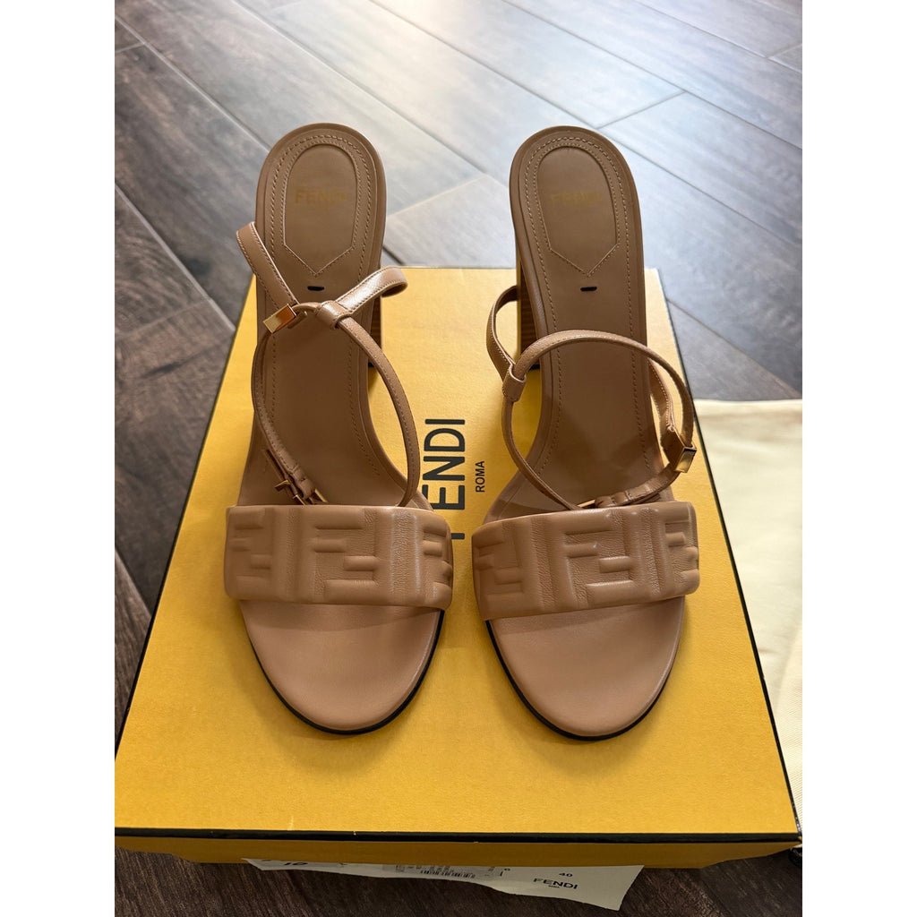 Fendi Dolphin Logo Embossed Ankle Strap Sandals BNIB SIZE 40