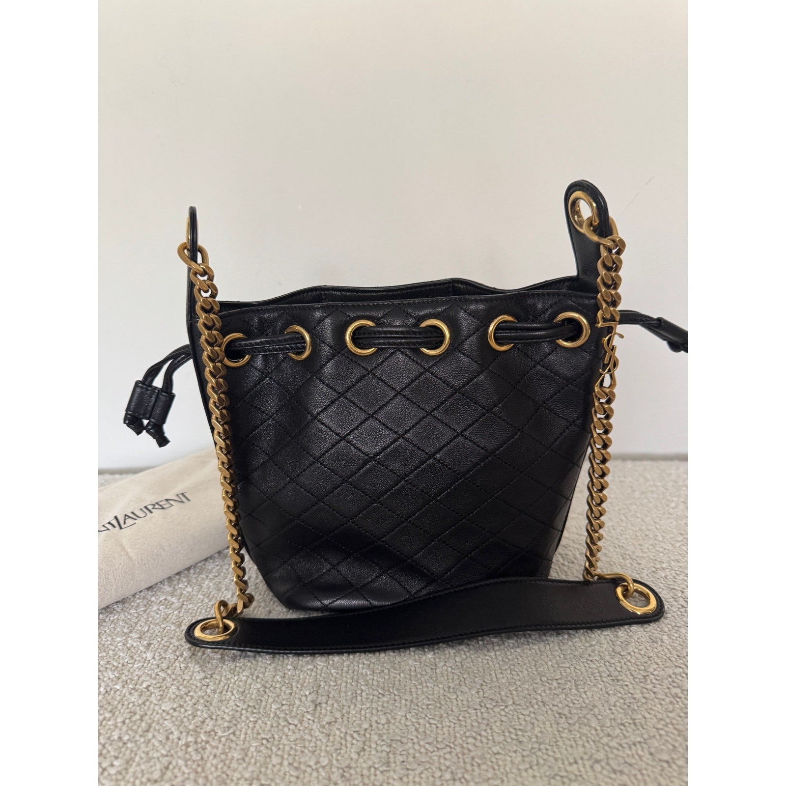 SAINT LAURENT Small Cassandre Quilted Bucket Bag NWT