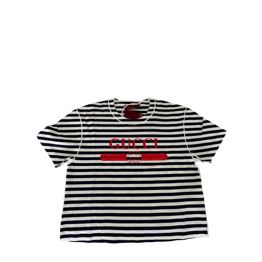 Gucci Logo Printed Striped T-Shirt Size Small NWT