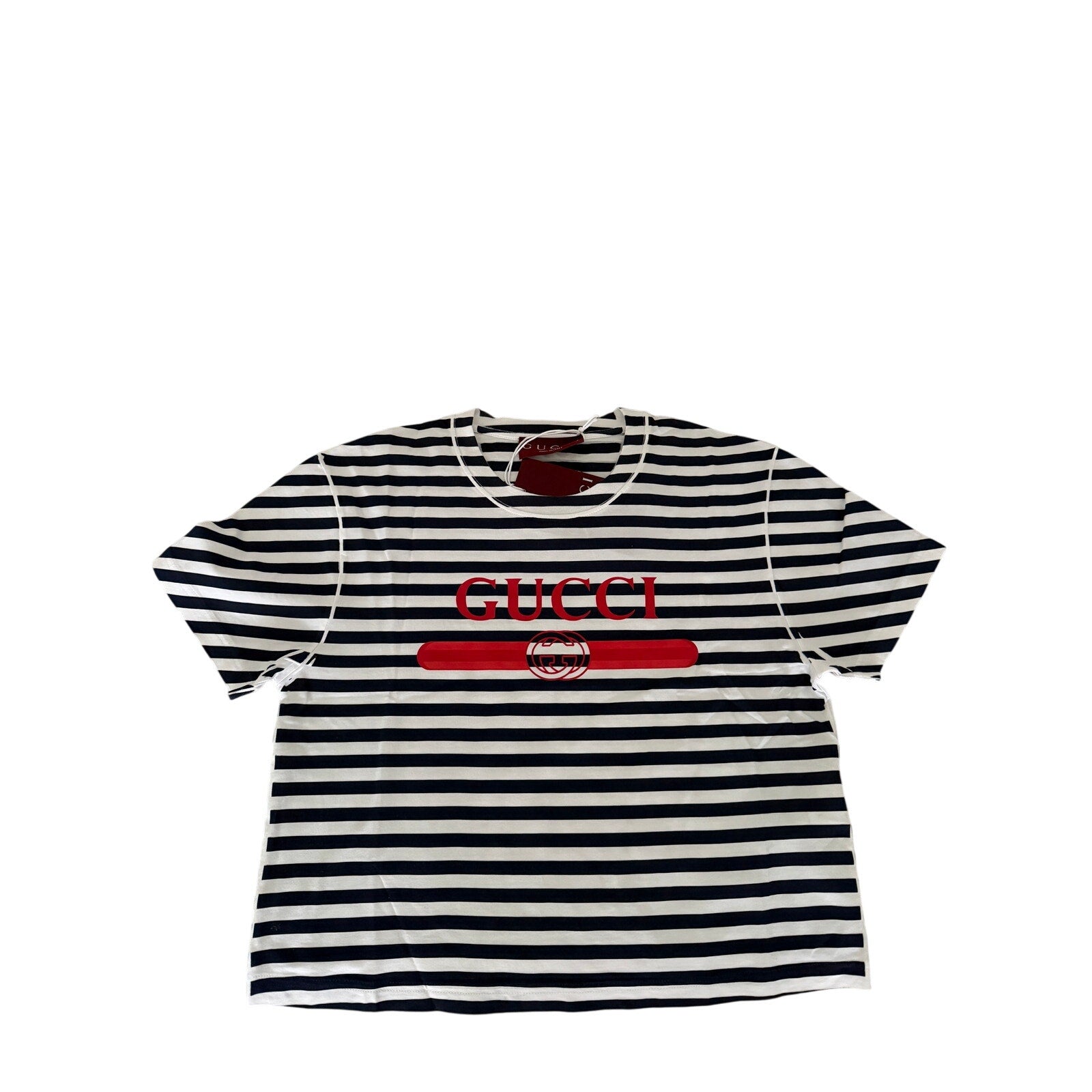Gucci Logo Printed Striped T-Shirt Size Small NWT