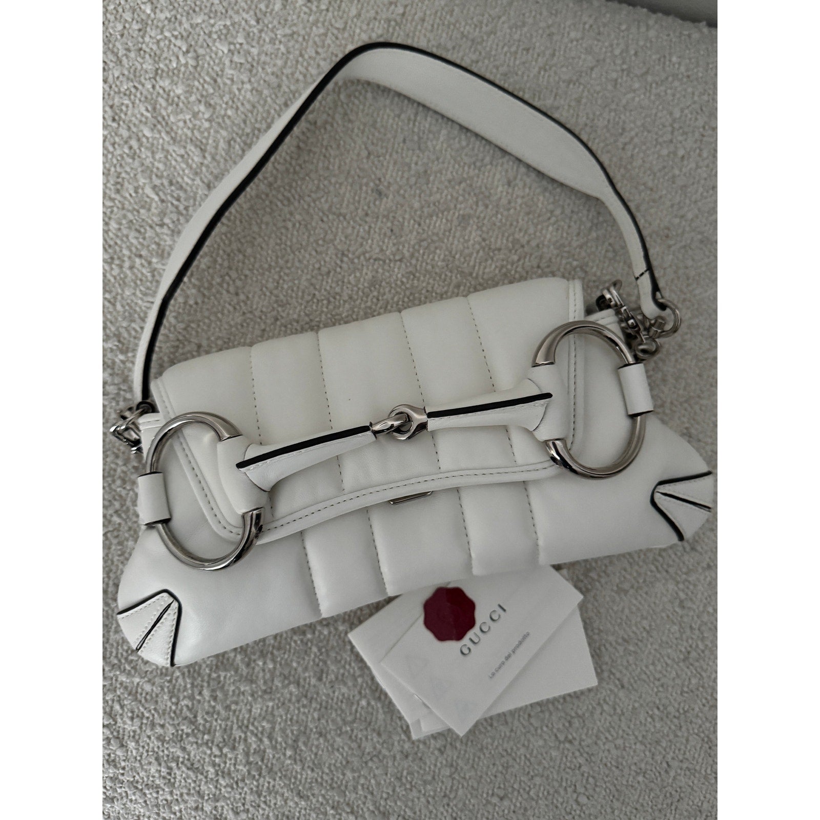 Gucci Small Leather white Horsebit Chain Satchel NWT