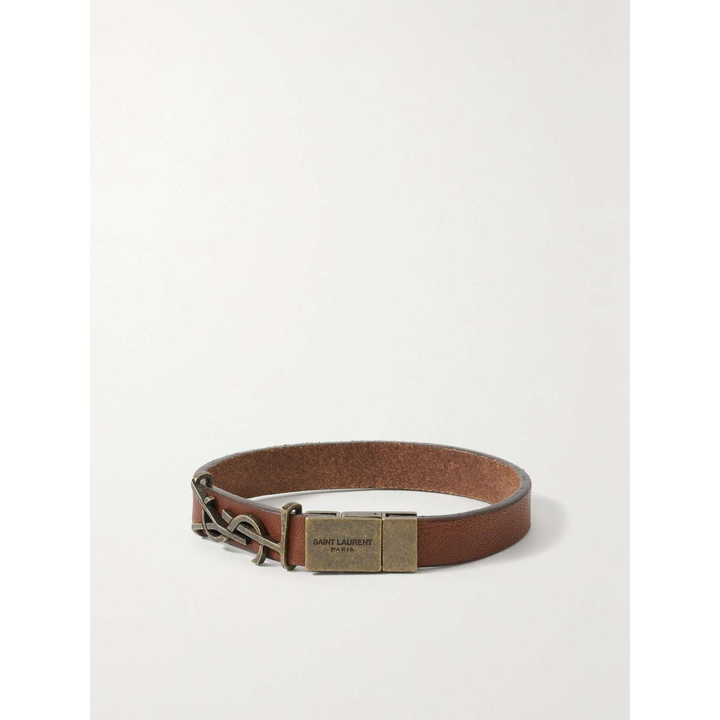 SAINT LAURENT
Cassandre leather and gold-tone bracelet NWT