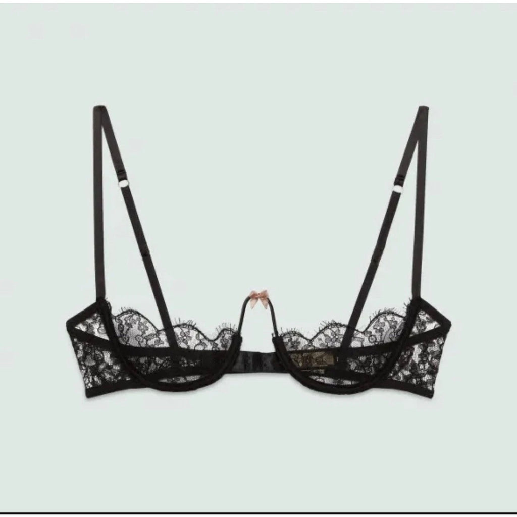 GUCCI Floral Lace Balconette Bra Female Black size small