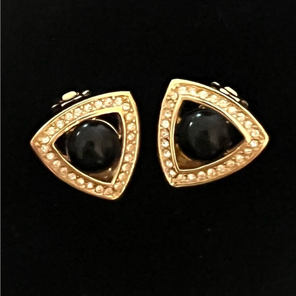 Christian Dior Resin & Crystal Clip-On Earrings Vintage