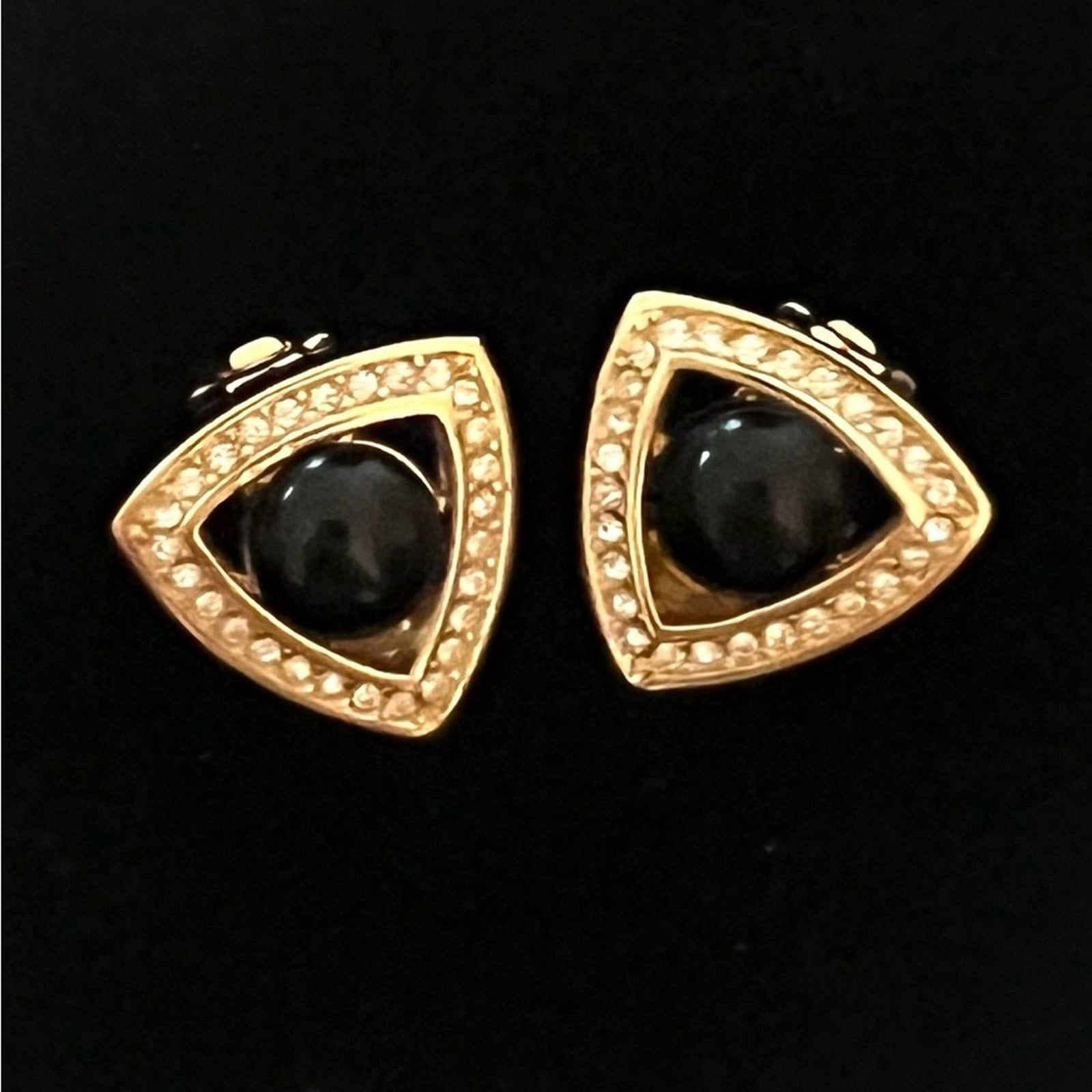 Christian Dior Resin & Crystal Clip-On Earrings Vintage