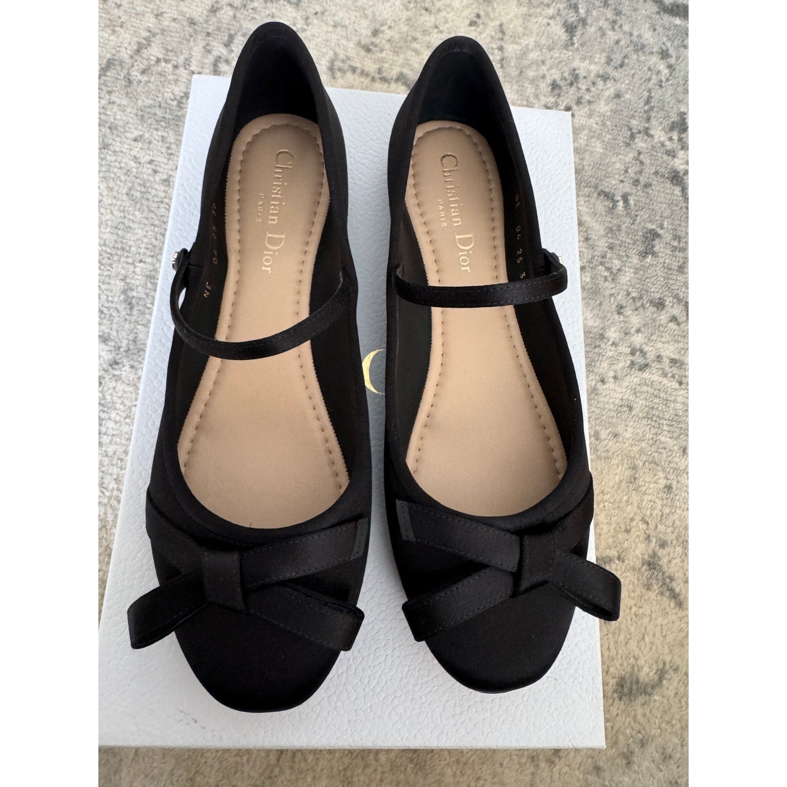 Christian Dior Satin Bow Ballet Flats with Mary Jane Strap BNIB 38.5