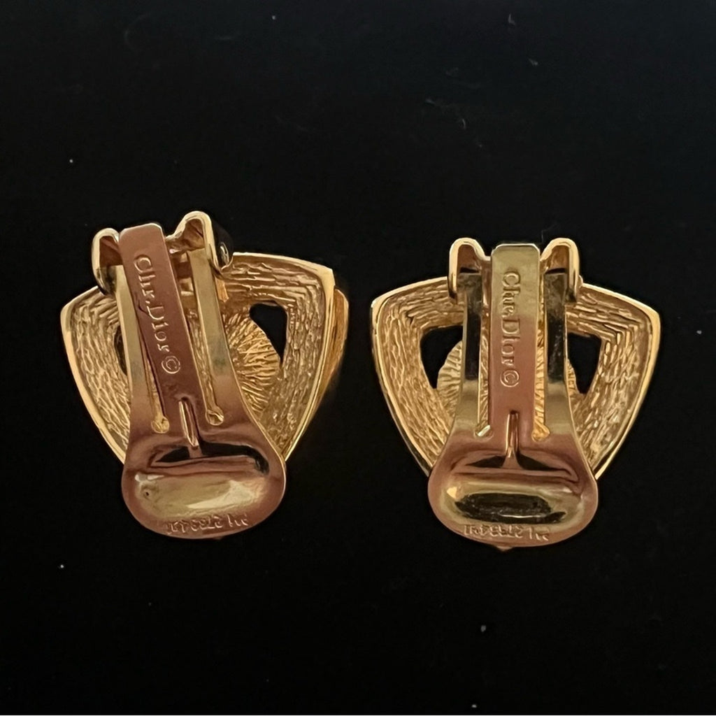 Christian Dior Resin & Crystal Clip-On Earrings Vintage