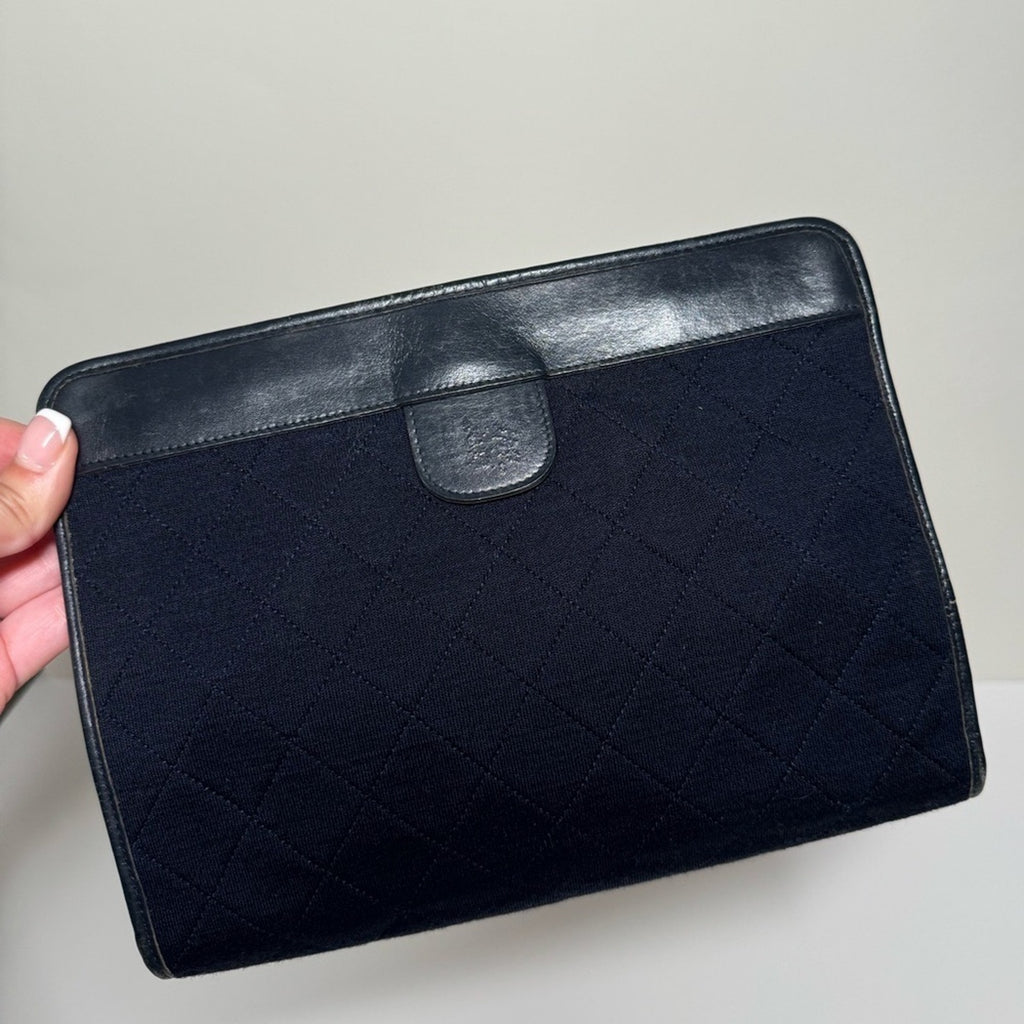 Vintage Chanel CC Jersey Frame Clutch CC Logo Gold Hardware