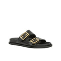Fendi Feel Double Strap Buckle Black Leather Slides BNIB 37