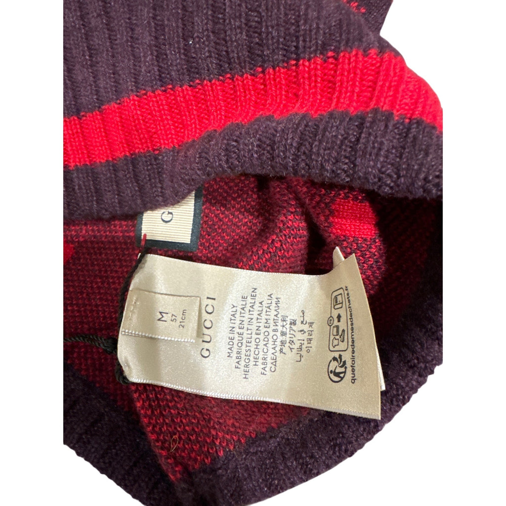 Gucci Red Cashmere GG Beanie Hat NWT Size M | Designer Logo Winter Cap