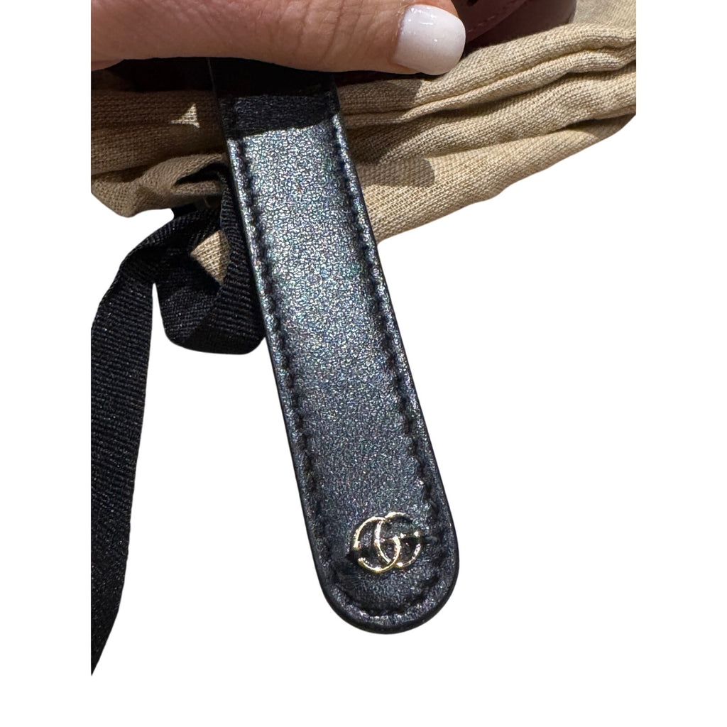 Gucci Reversible Black & Rosso Ancora Leather Belt Size 95 Light Gold Buckle NWOT