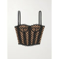 GUCCI Lace-Trimmed Embroidered Cotton-Blend Tulle And Satin Bustier Top Black M