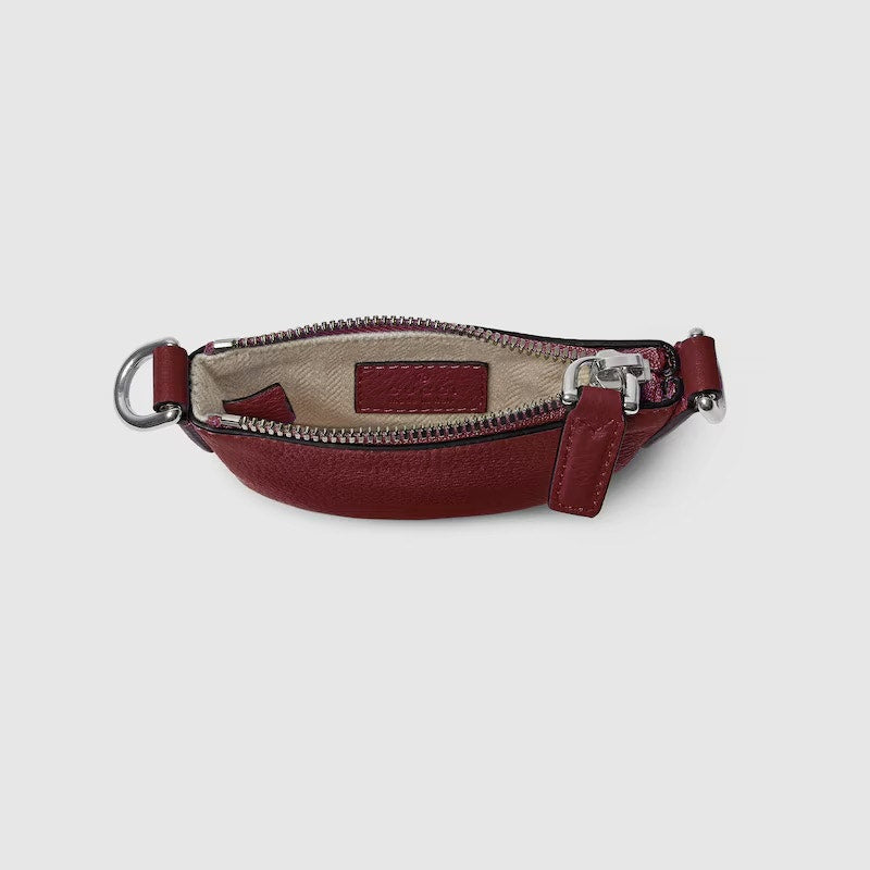 Gucci Nano B Bag Rosso Ancora Red Grainy Leather Crossbody with Web Strap NWT