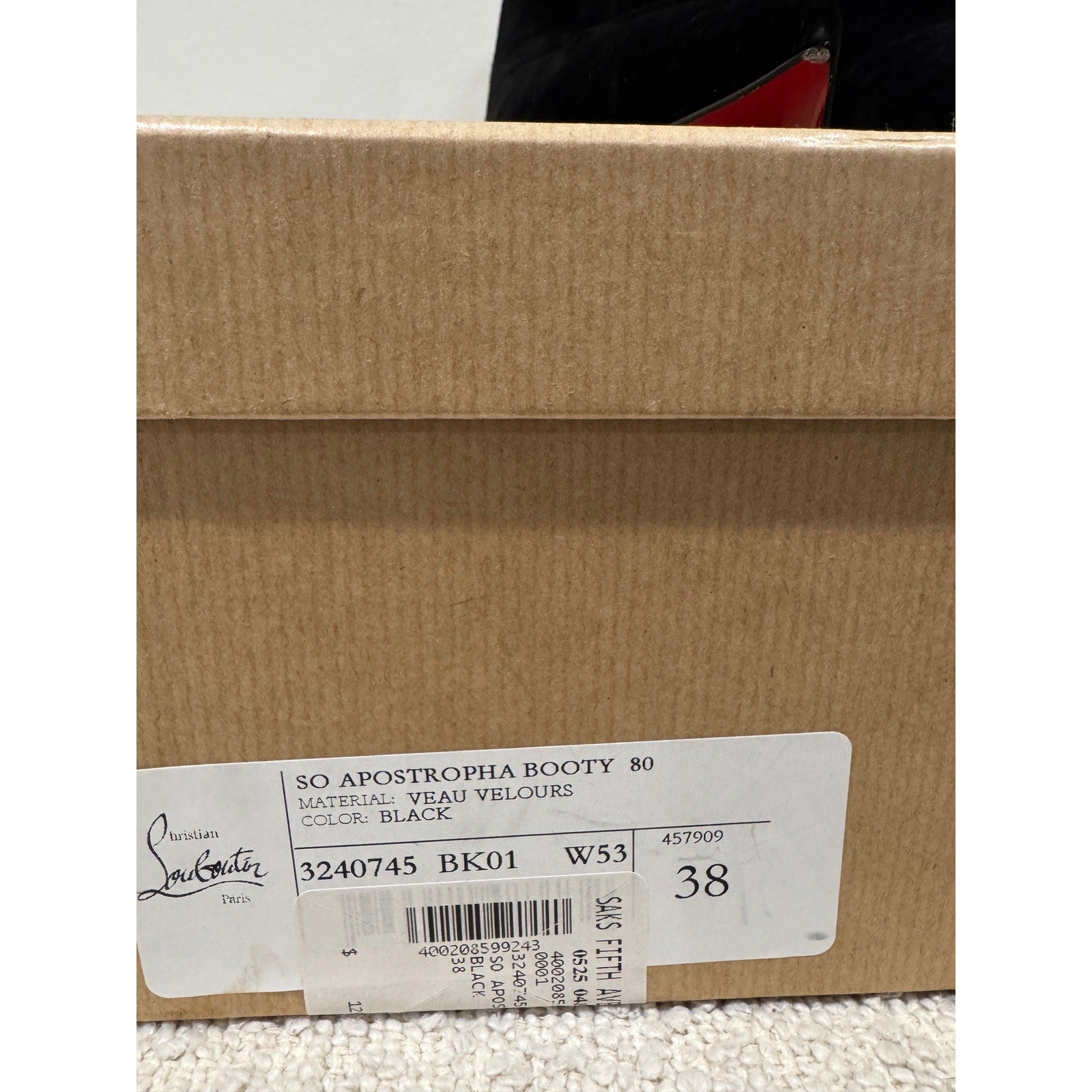 CHRISTIAN LOUBOUTIN So Apostropha Booty 80 Suede Black Ankle Boots 38 BNIB