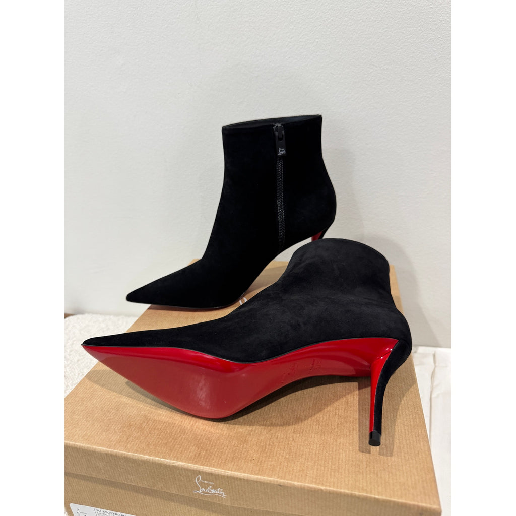 CHRISTIAN LOUBOUTIN So Apostropha Booty 80 Suede Black Ankle Boots