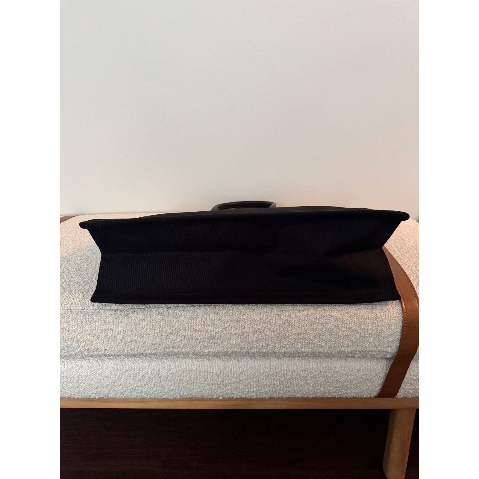 Saint Laurent Rive Gauche Large Black Canvas Tote Bag | 100% Leather Trim | NWT