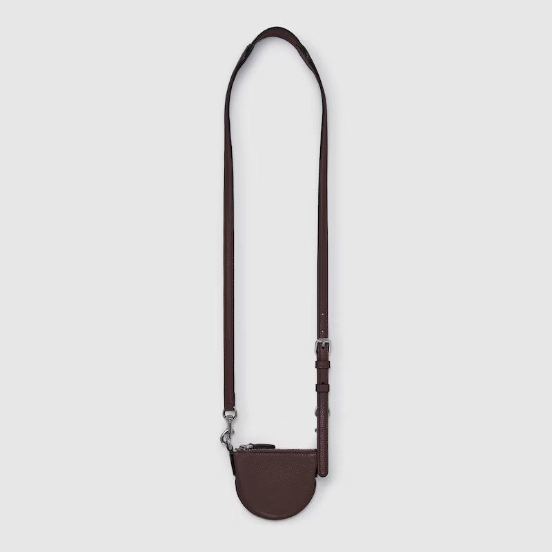 Gucci Nano B Bag Dark Brown Grainy Leather Crossbody with Web Strap NWT