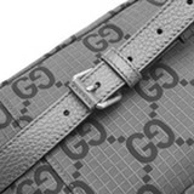 Gucci GG Nylon Belt Bag Grey Unisex Crossbody Waist Bag Silver Hardware NWT