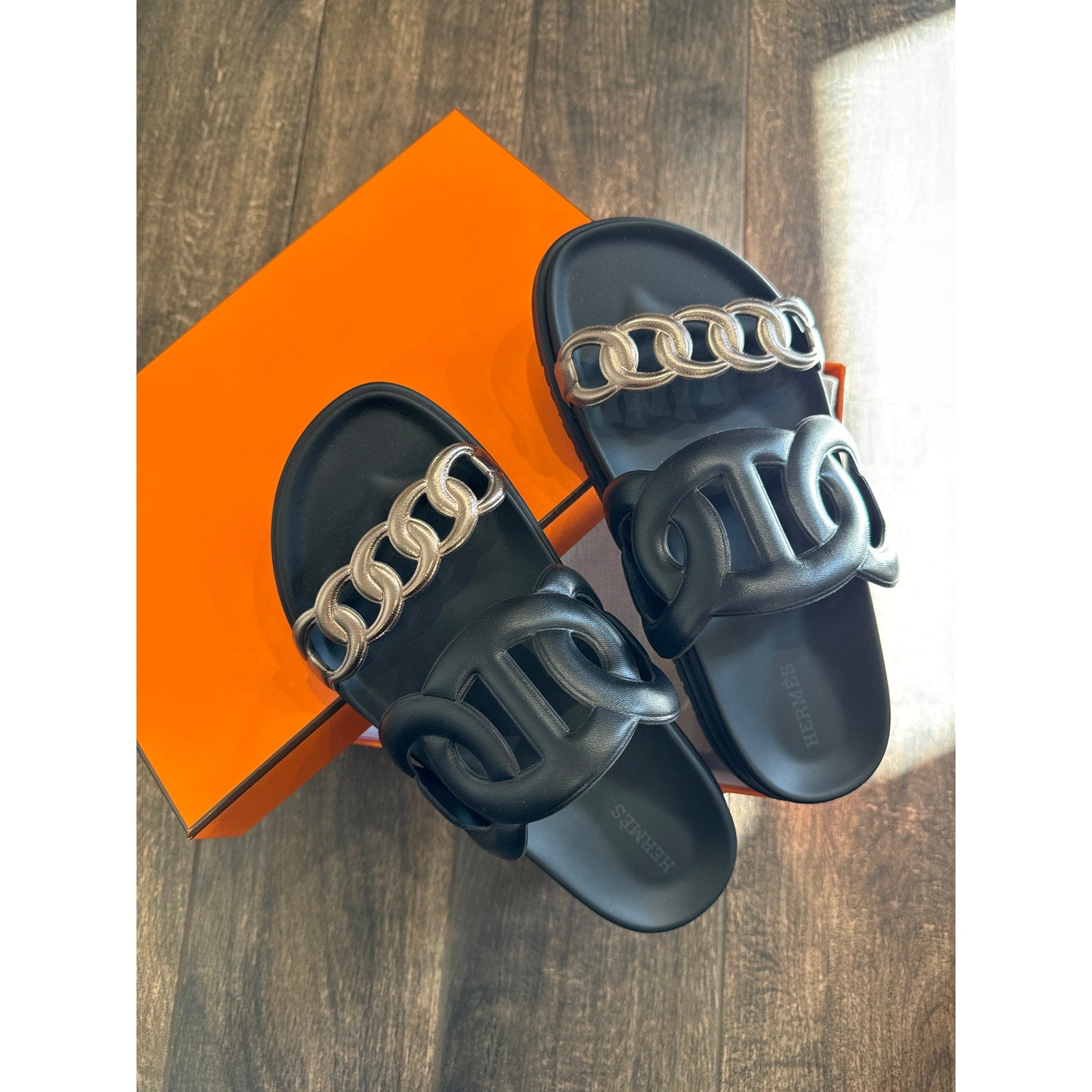 Hermes Extra sandal Size 37 BNIB RARE Metallic