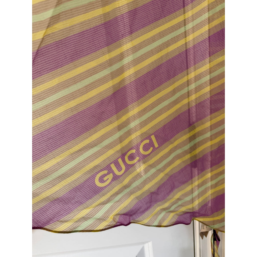 Gucci Baya Striped Silk Cotton Tank Top Multicolor One Size NWT