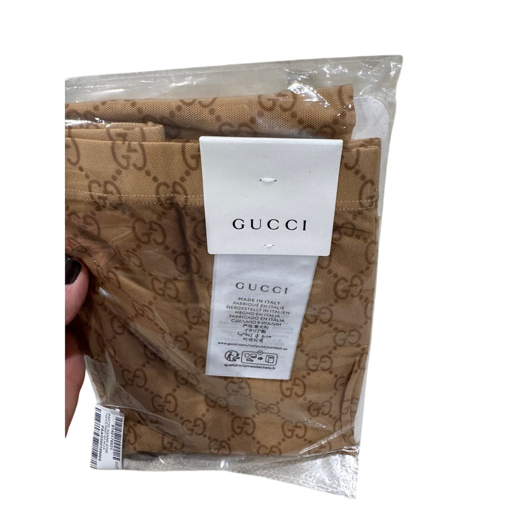 Gucci GG Logo Tights Beige Stretch Nylon Size Small | Fall Winter 2025 | NWT