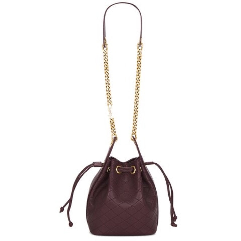 SAINT LAURENT Small Cassandre Quilted Bucket Bag NWT Hot Wine