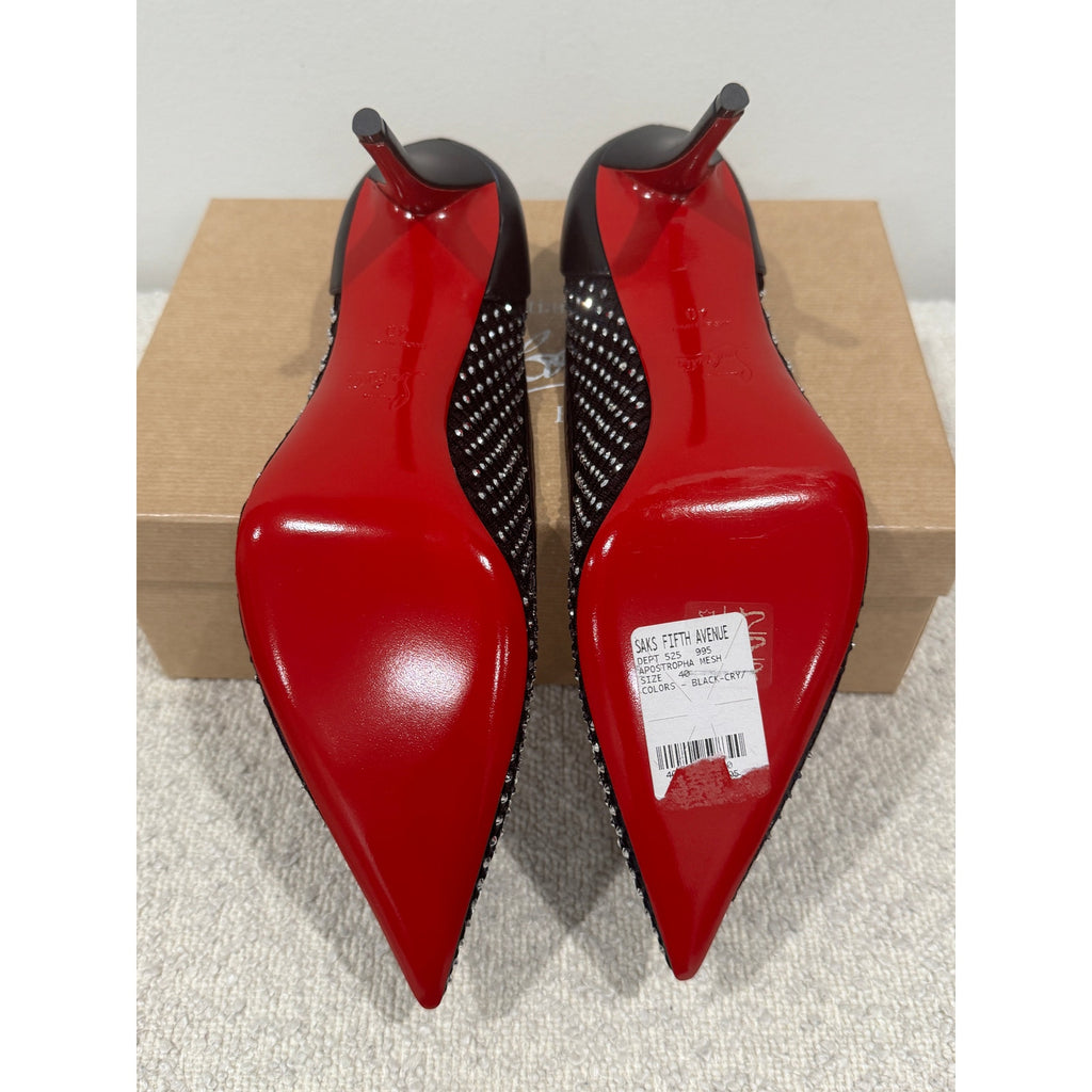 Christian Louboutin Apostropha Mesh Strass Pumps 80mm Black Crystal | New in Box
