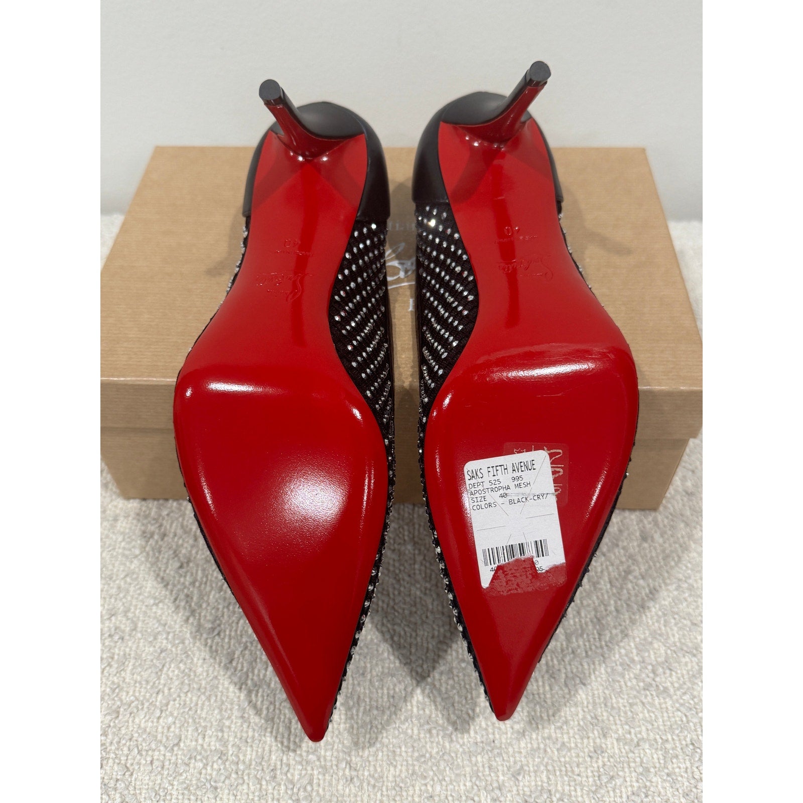 Christian Louboutin Apostropha Mesh Strass Pumps 80mm Black Crystal | New in Box