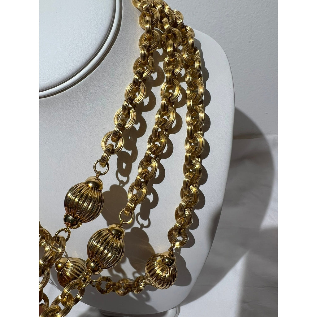 Vintage Givenchy Textured Station Multi-Strand Necklace