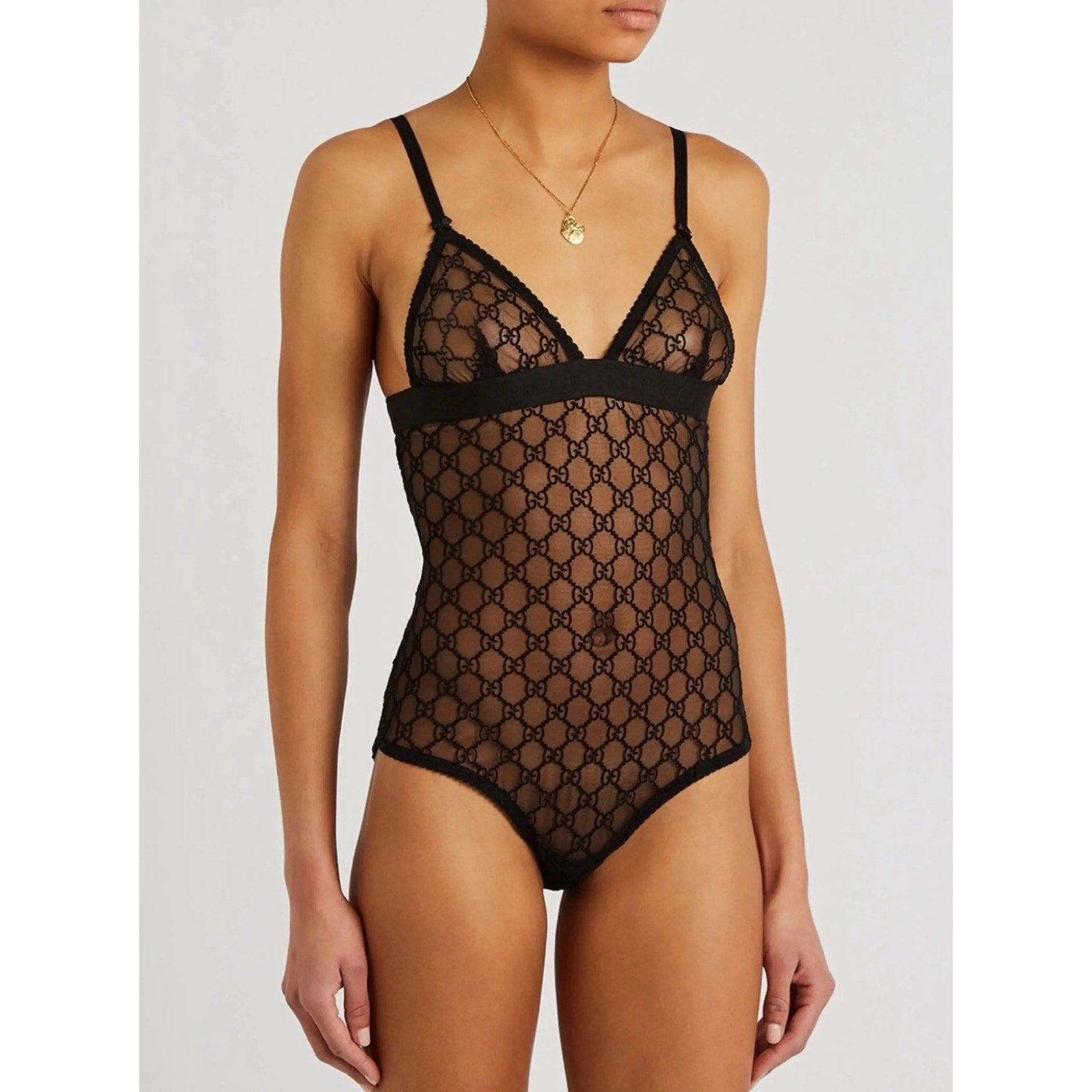 Gucci GG Black Tulle Lace bodysuit Small NWT