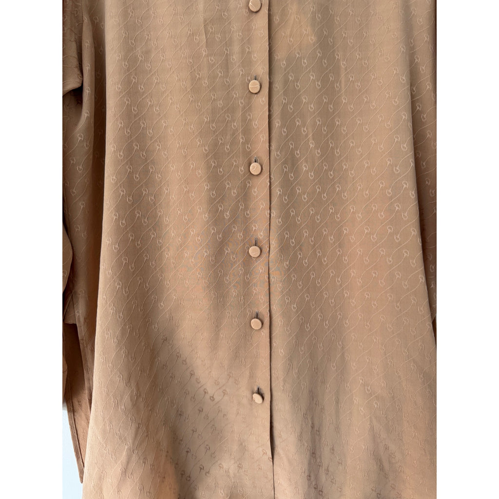 Gucci Horsebit Crêpe Satin Sheer Shirt in Beige • NWT Size 38 • Made in Italy
