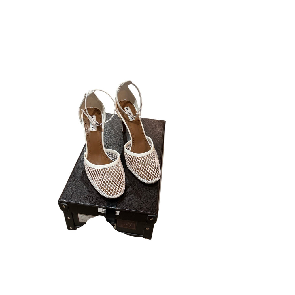 Alaïa 90MM Mesh & Leather Pumps in Blanc Optique | Size 37 | New in Box