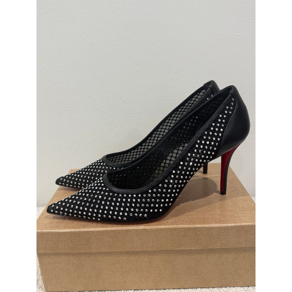 Christian Louboutin Apostropha Mesh Strass Pumps 80mm Black Crystal | New in Box