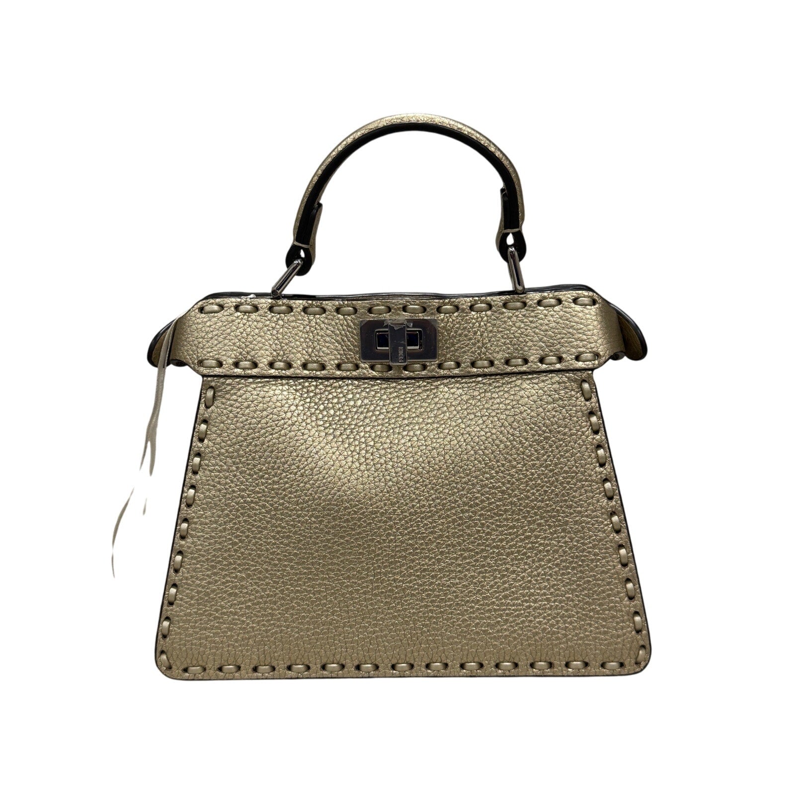 Fendi Peekaboo ISeeU Petite Gold Metallic Tote Bag NWT