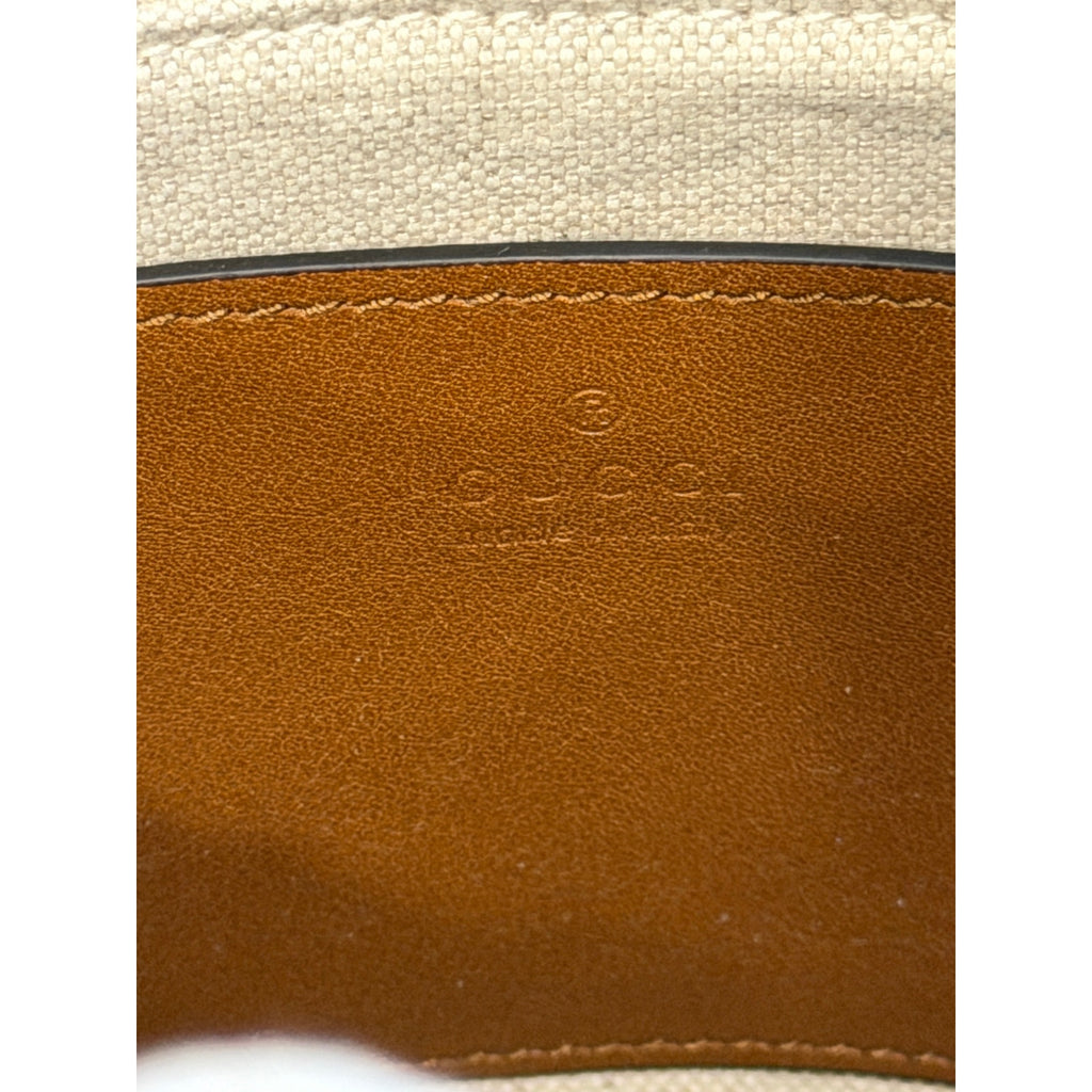 Gucci Mini GG Logo Woven Straw Bucket Bag Beige Brown Leather NWT