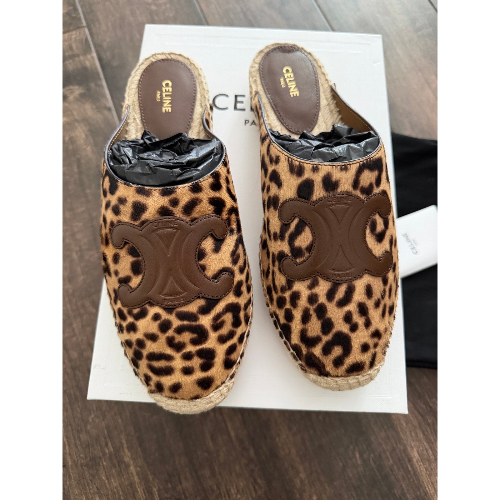 Celine LES ESPADRILLES CELINE MULE IN Leopard Printed Hairy Calfskin Size 39 BNIB