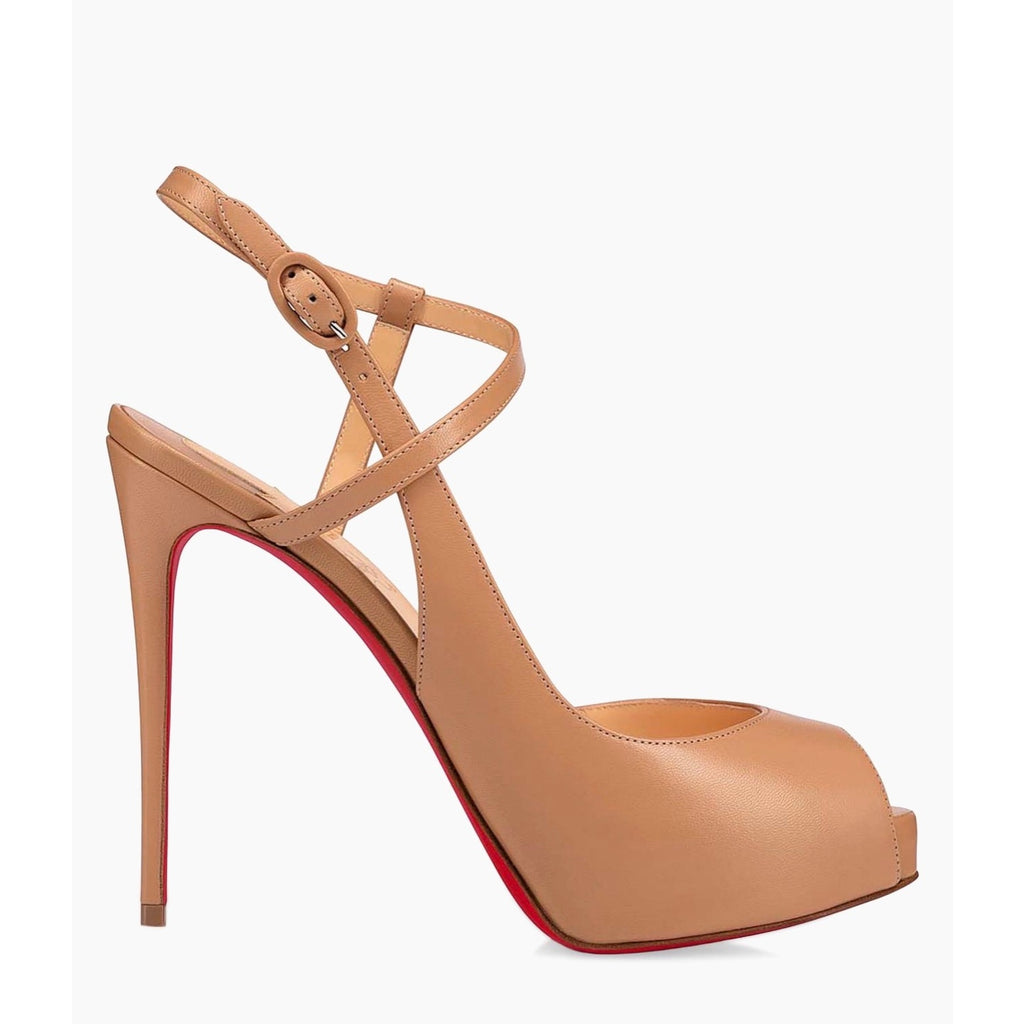 CHRISTIAN LOUBOUTIN 
Jenlove Peep Toe Stiletto Sandals - Nude Size 36.5