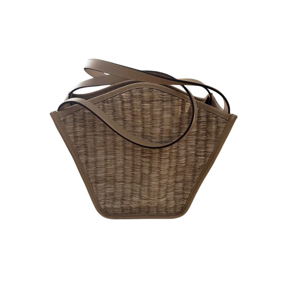 Cult Gaia Small Sadie Raffia Tote Bag with Leather Trim Retail $448 NWT