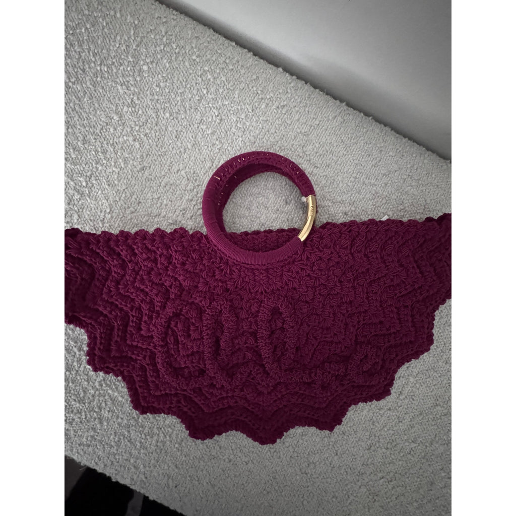 CHLOÉ  Scalloped Crocheted Tote | Bracelet Gold-Tone Handles, Slim Shape - Violet