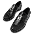 CHRISTIAN LOUBOUTIN CL Moc flat embossed black leather loafers size 38 BNIB