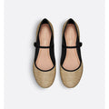 Christian Dior “Lovely-D” Raffia Mary Jane Ballet Flats 39.5 BNIB