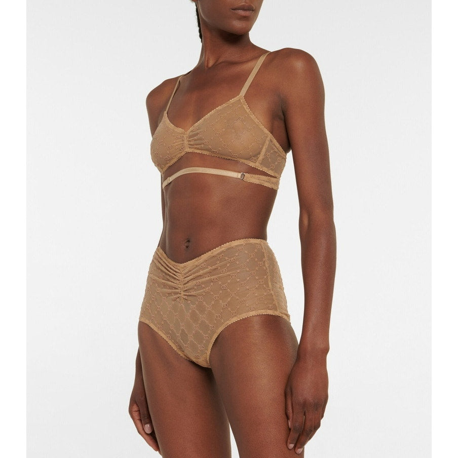 GUCCI LOVE PARADE SHEER INTERLOCKING G LOGO LINGERIE SET NUDE NWT Size Small
