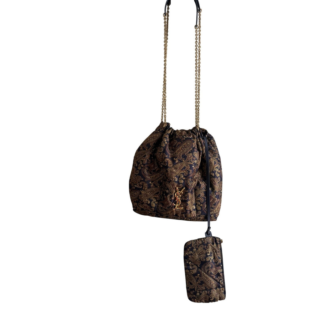 Saint Laurent YSL Jamie 4.3 Pochon Quilted Silk Shoulder Bucket Bag Multicolor