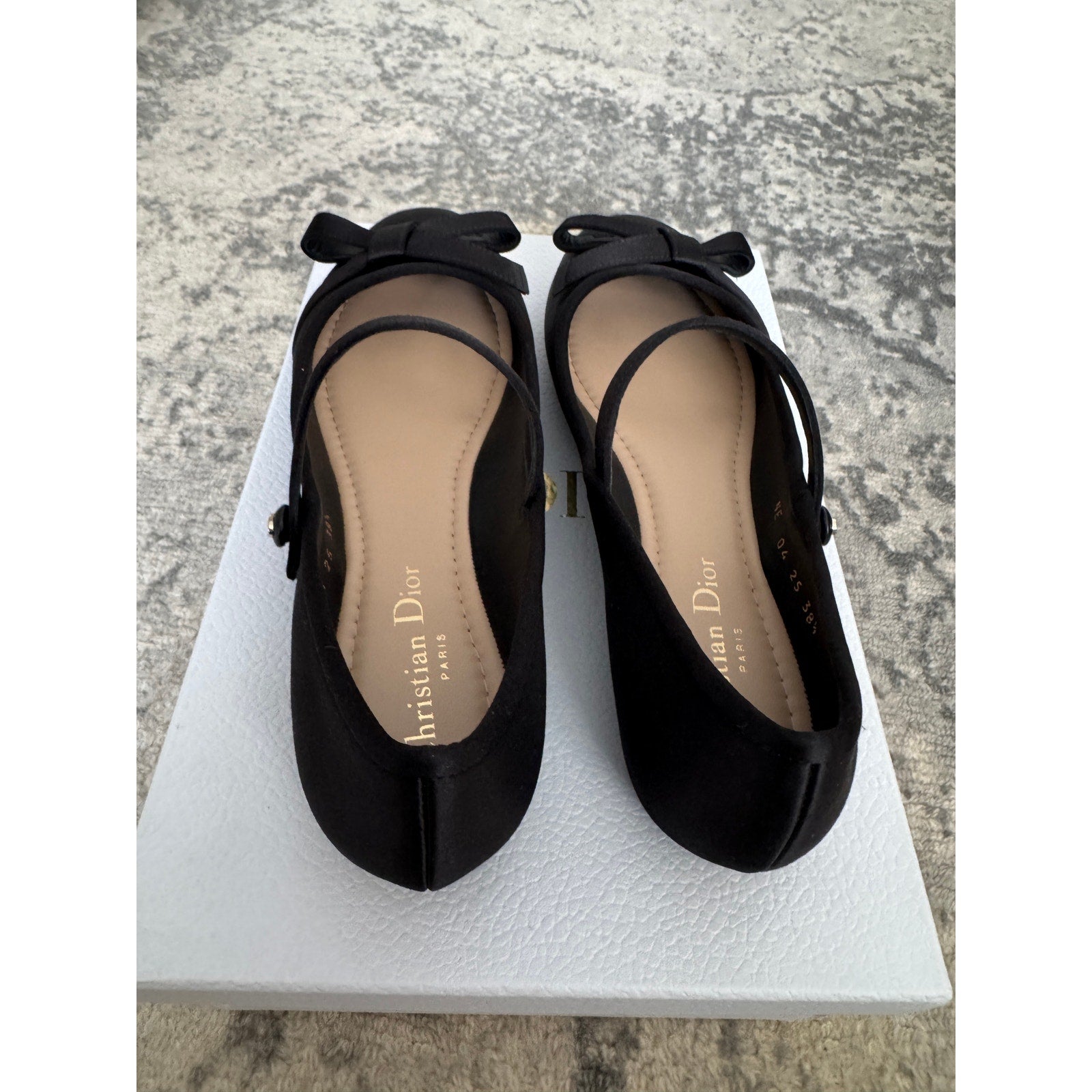 Christian Dior Satin Bow Ballet Flats with Mary Jane Strap BNIB 38.5