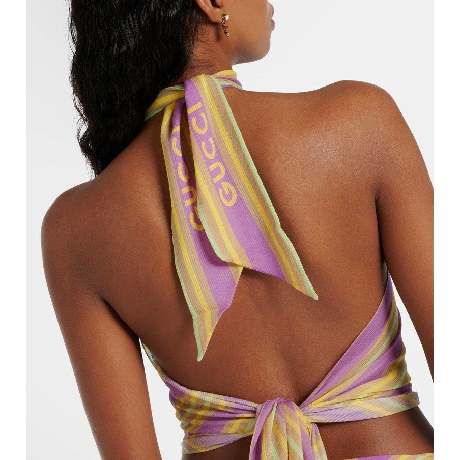 Gucci Baya Striped Silk Cotton Tank Top Multicolor One Size NWT