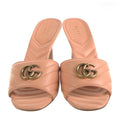 Gucci GG Marmont Matelassé Pink Leather Mule Sandals Size 38.5 New in Box