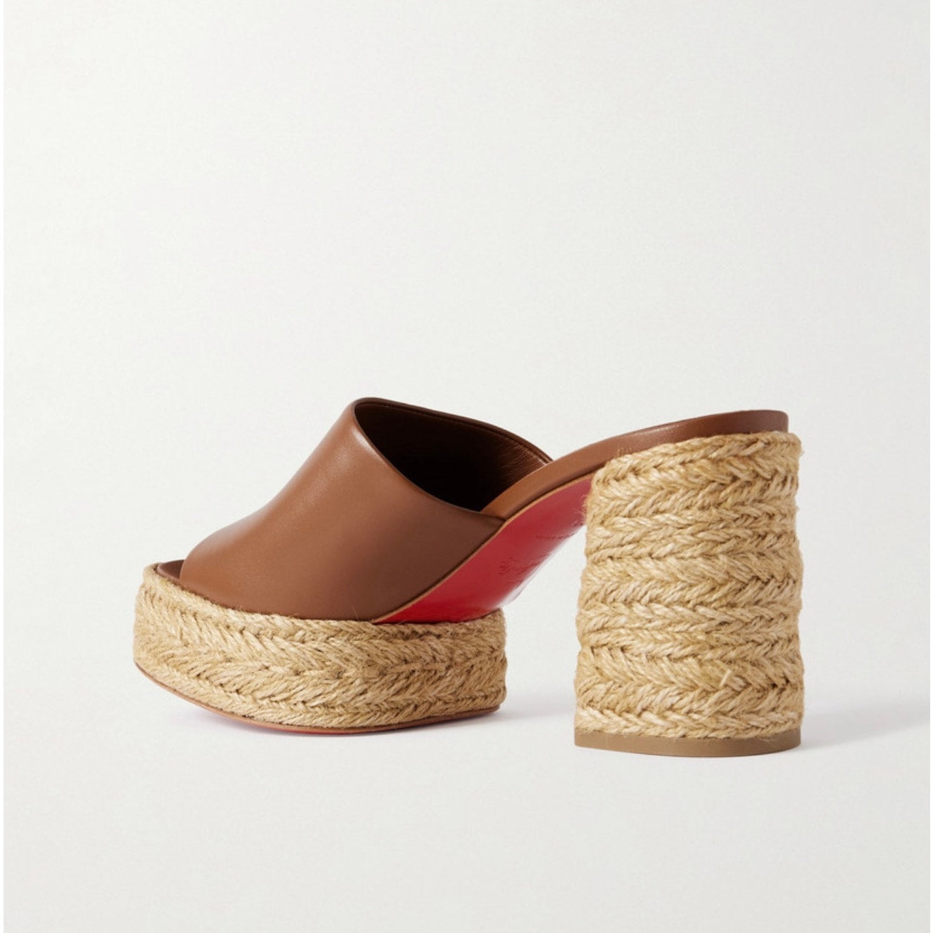 Christian Louboutin Brown Calakala 85mm Leather Platform Mules Size 36