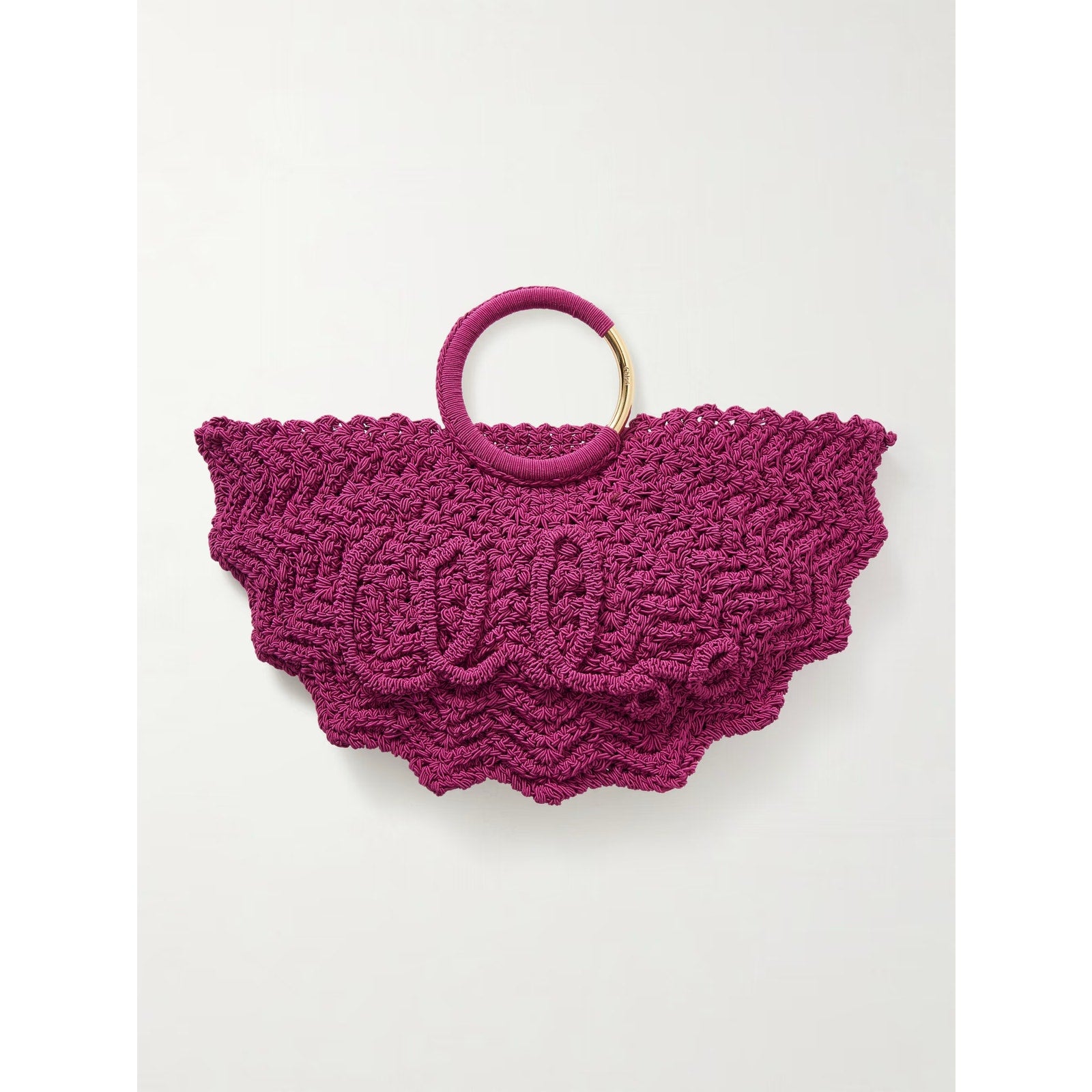 CHLOÉ  Scalloped Crocheted Tote | Bracelet Gold-Tone Handles, Slim Shape - Violet