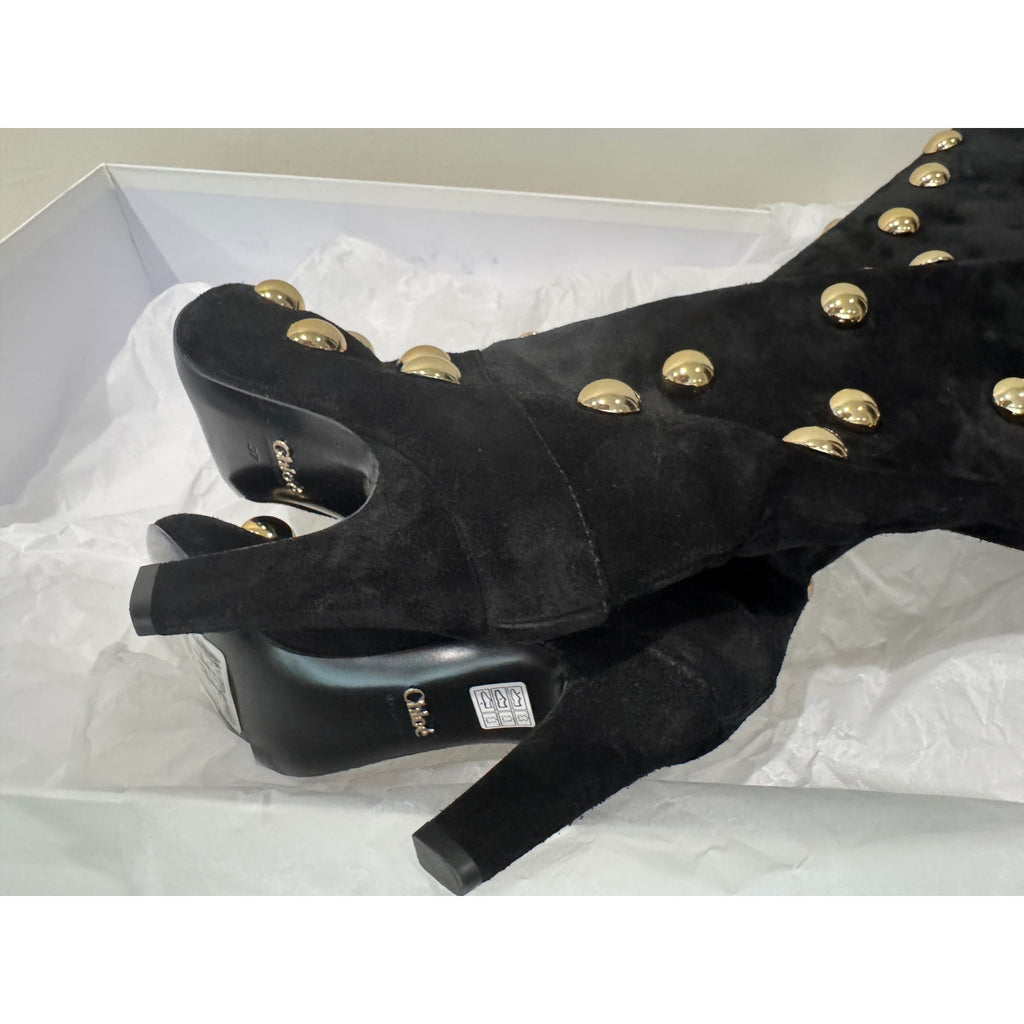 Chloé Eve Studded Over-the-Knee Boots Black 37 – Beyoncé Wore These! BNIB