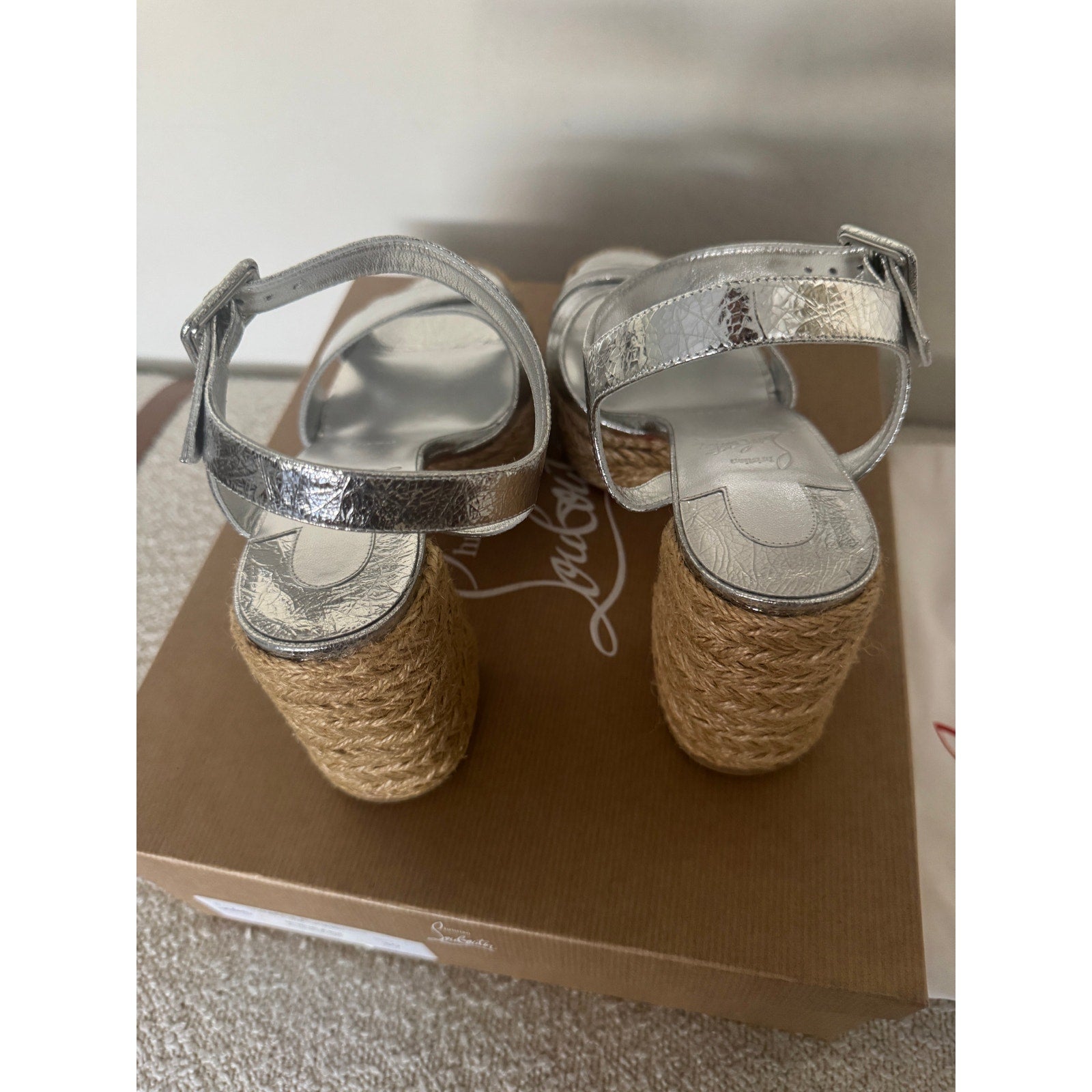 CHRISTIAN LOUBOUTIN Calakala 85 metallic leather espadrille sandals BNIB 39